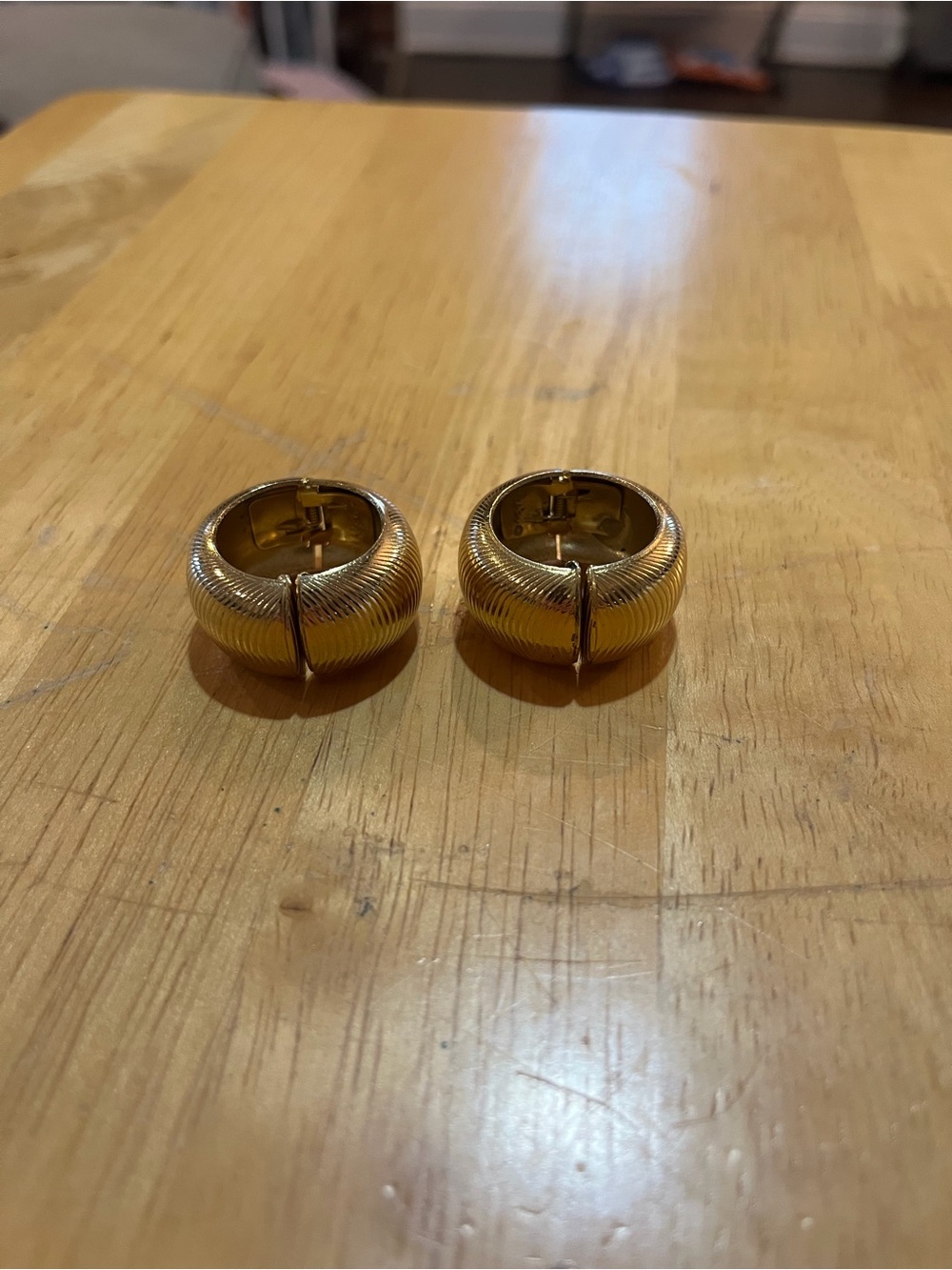 Napier Gold-Tone Ribbed Hoop Clip On Earrings